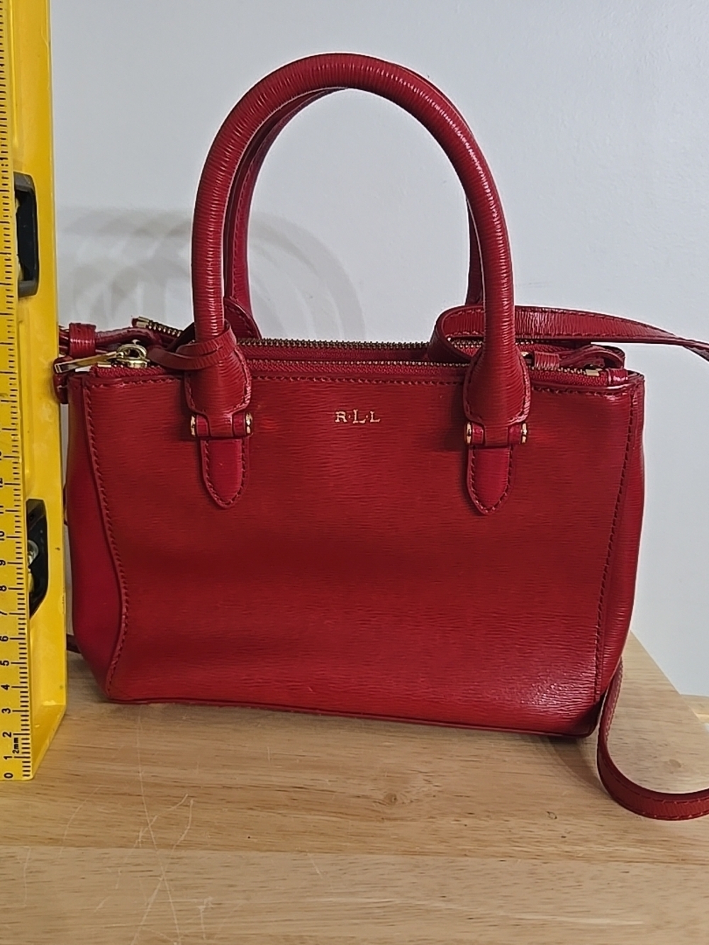 Ralph Lauren Mini Newbury double zip satchel bag Red
